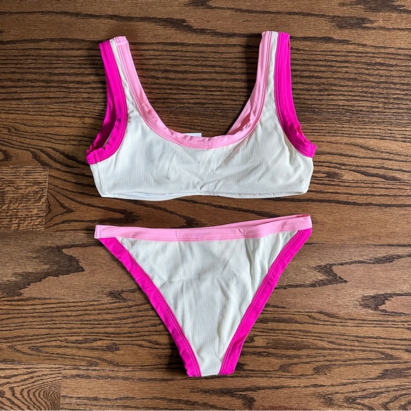 L*Space Ribbed Cream & Pink Bikini Set, NWT - Picture 6 of 16
